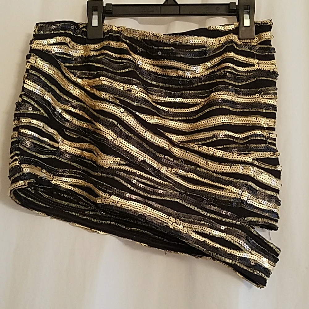 Sexy sequined stripe mini skirt